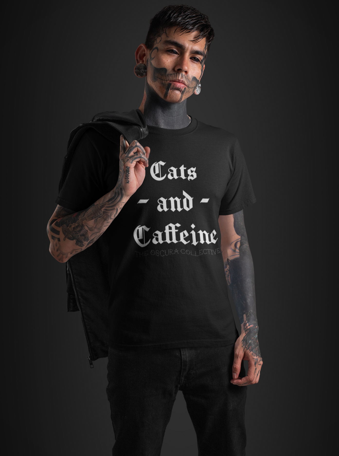 Cats and Caffeine Black Unisex T-Shirt