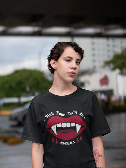 Sink Your Teeth In Unisex Black T-shirt